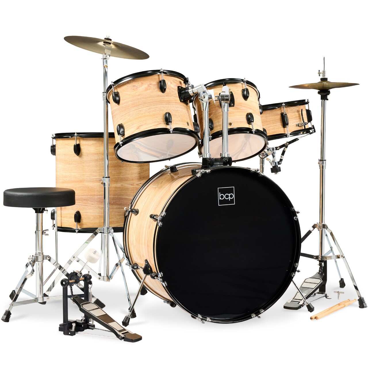Best Choice Products 5-Piece Beginner Drum Set w/ Snare, Bass, Toms, Cymbal, Hi-Hat, Sticks, Chair, Drum Pedal